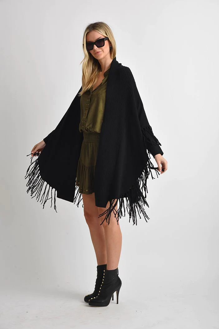 Muche et Muchette Heaven Draped Cardigan w/ Fringes Hem One Size Fits 0-14