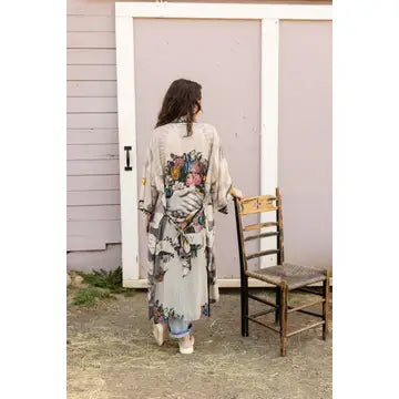 Market to the Stars Take My Hand Bamboo Boho Kimono Duster Robe One Size