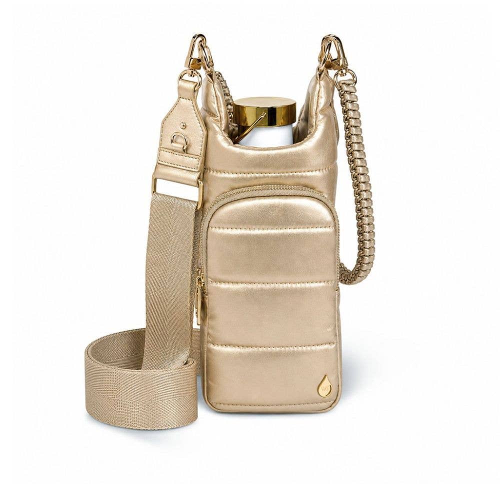 WanderFull Soft Gold Vegan Leather HydroBag® with Strap Bundle Crossbody