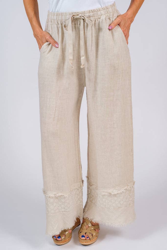 TINA Stephens Arti Linen Embroidered Pant