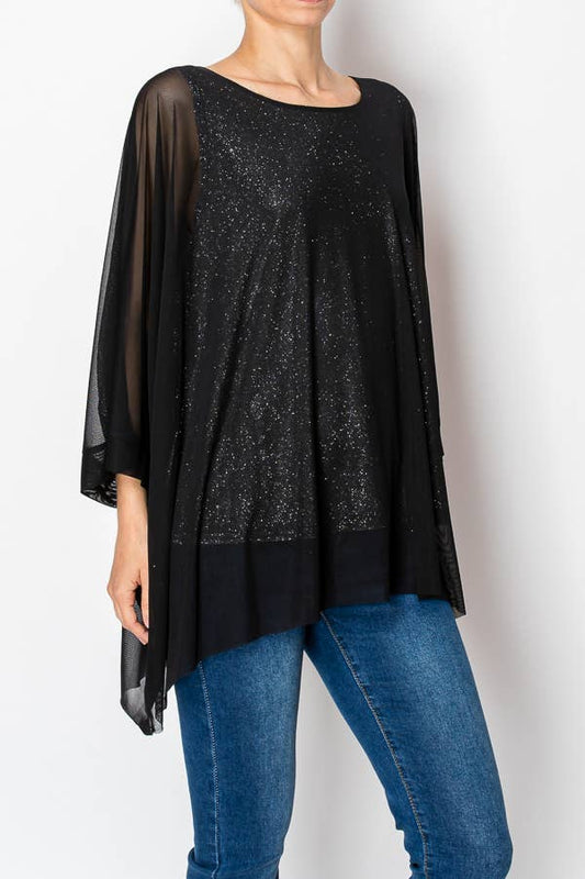 Origami Apparel Chiffon Tunic Top w/ Attached Sparkly Tank Top