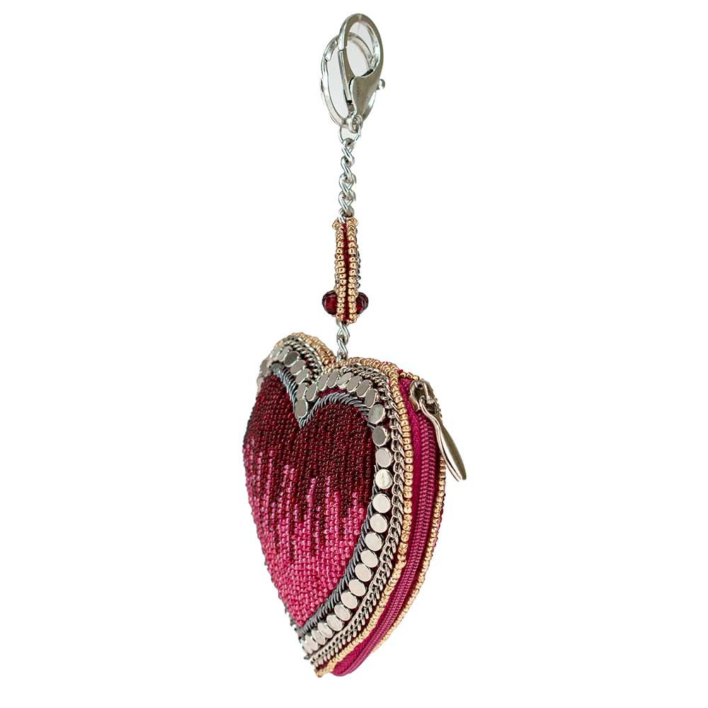 Mary Frances Have a Heart Beaded Red Heart and Crown Coin Purse Key Fob