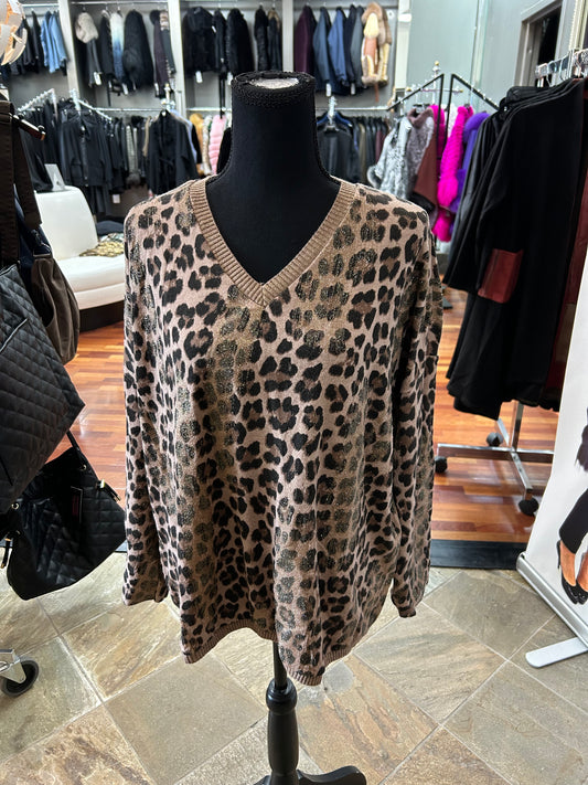 Look Mode Animal Print Sweater One Size Top