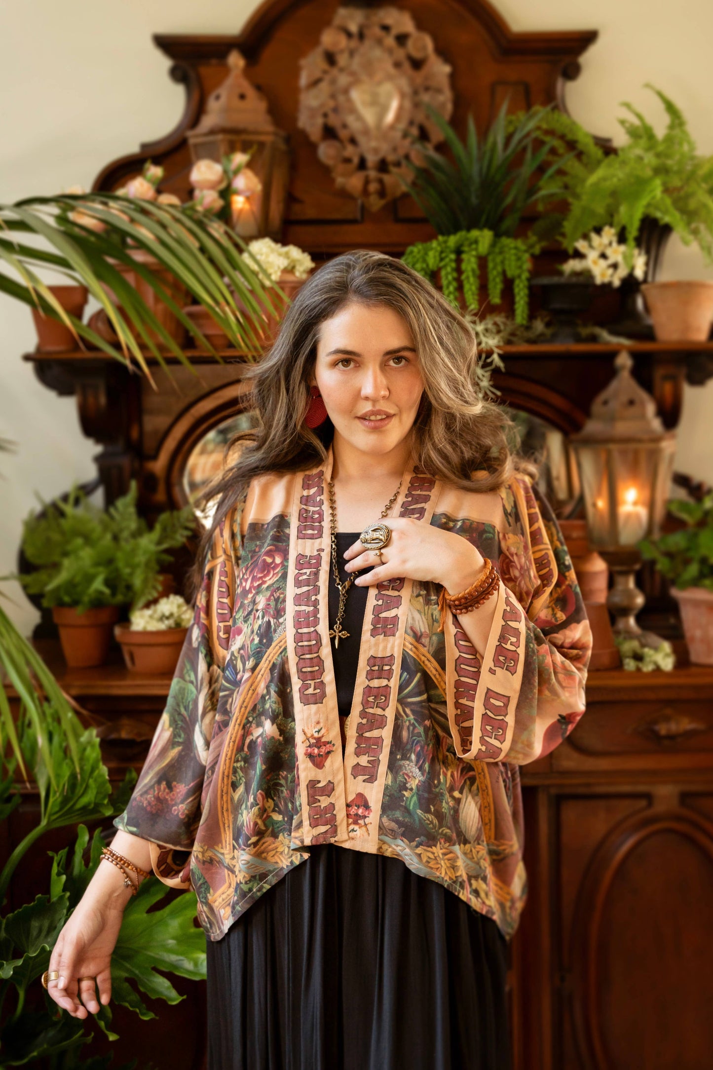 Market of Stars Courage Dear Heart Pixie Duster Crop Kimono w/ Sacred Heart
