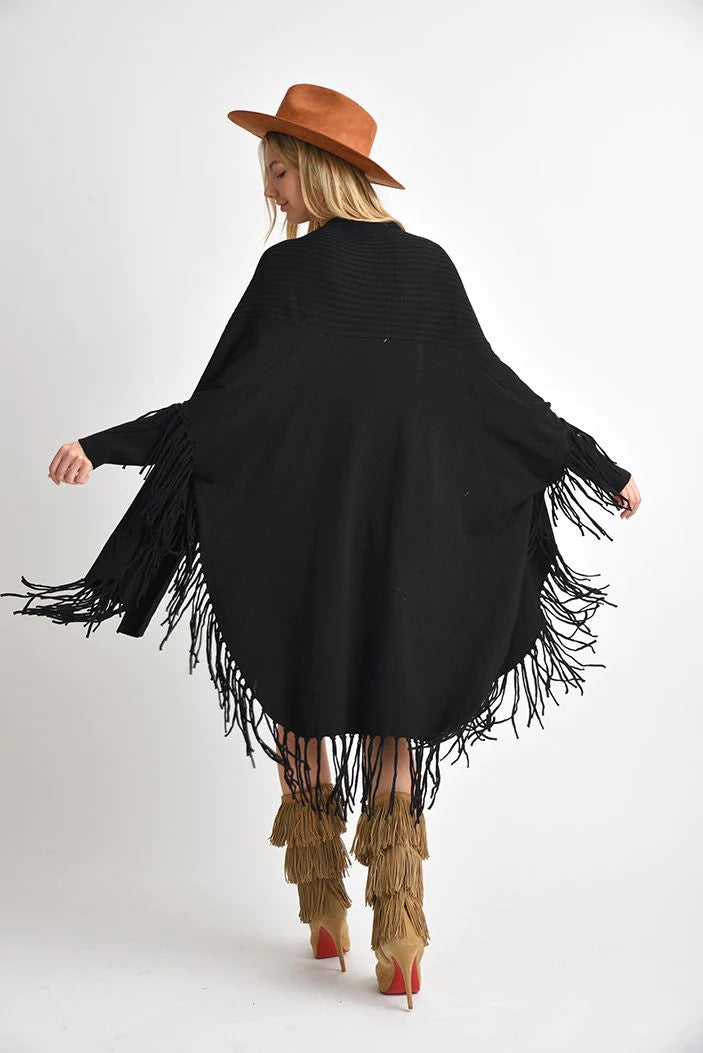 Muche et Muchette Heaven Draped Cardigan w/ Fringes Hem One Size Fits 0-14