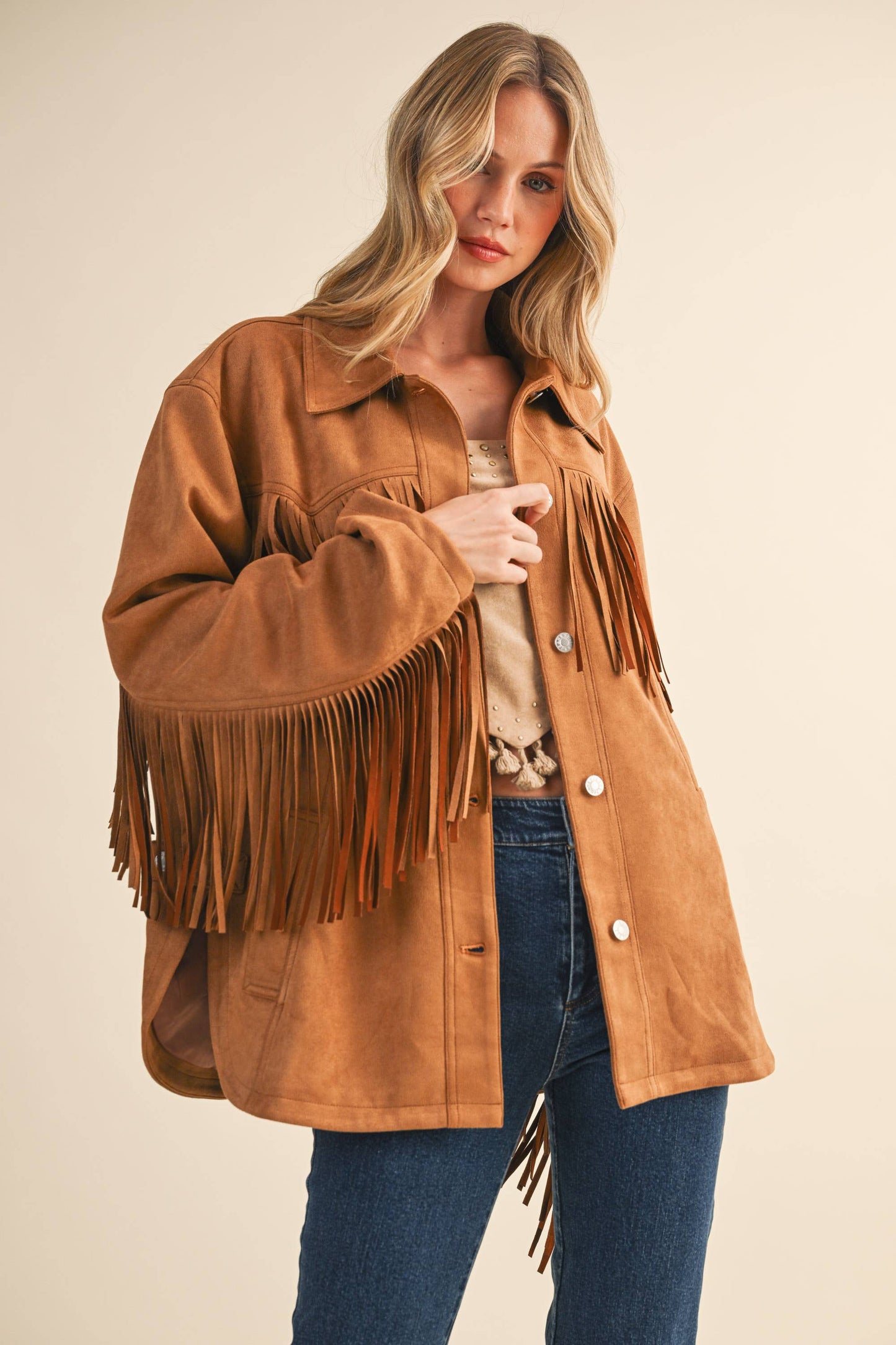 Klesis Suede Fringe Oversided Jacket