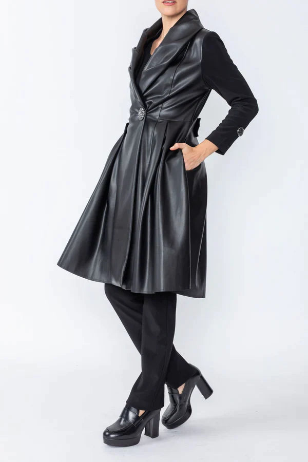 IC Collection Pleats Shawl Collar Frock Coat