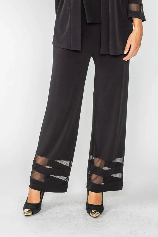 IC Collection Wide Leg Pant with Mesh Trim Pant