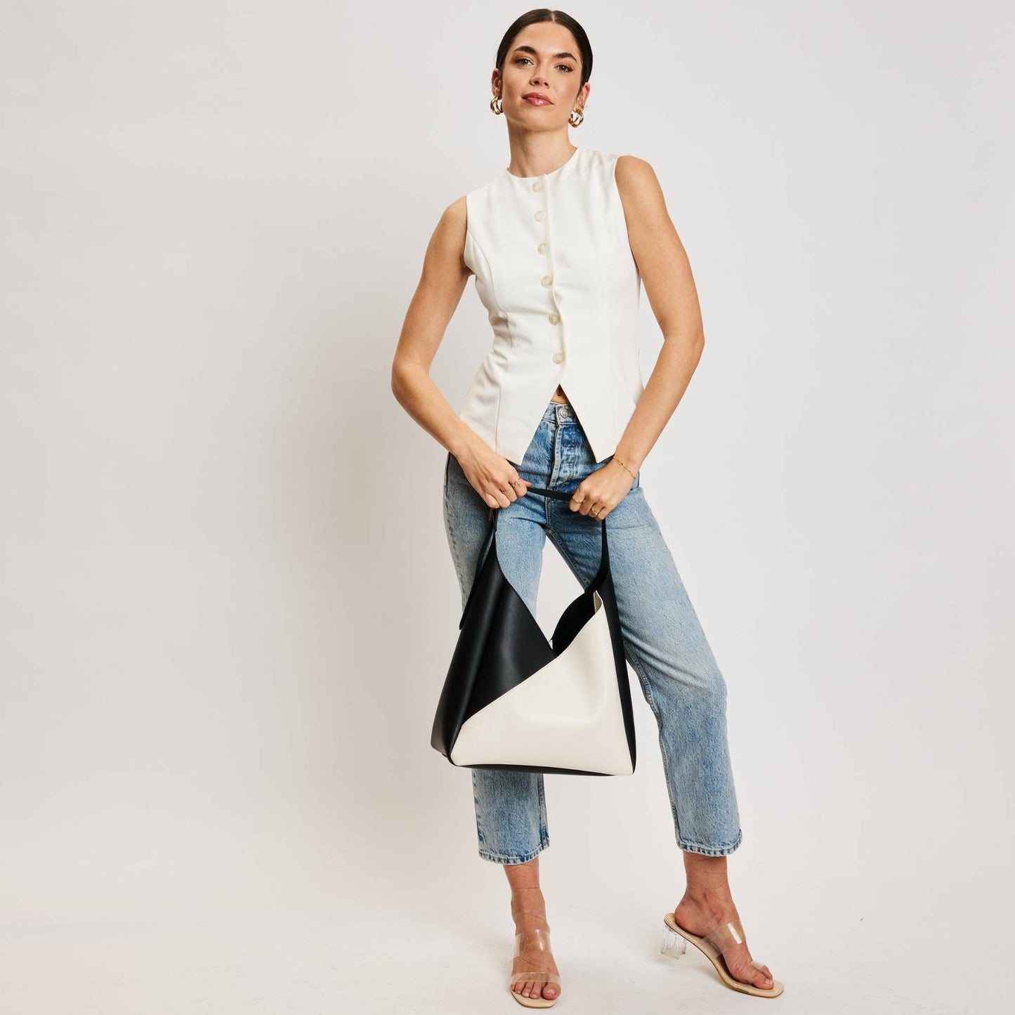 Moda Luxe Black/White Frankie Hobo Handbag