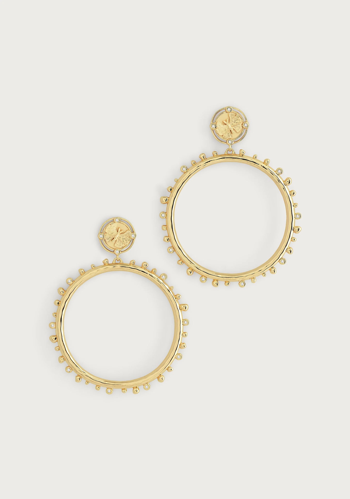 Anabel Aram Butterfly Coin Molten Hoop Earrings