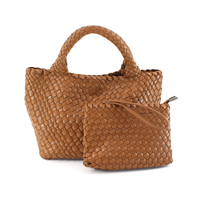 Pretty Persuasions Medium Woven Tote Crossbody Bag w/Cosmetic Pouch
