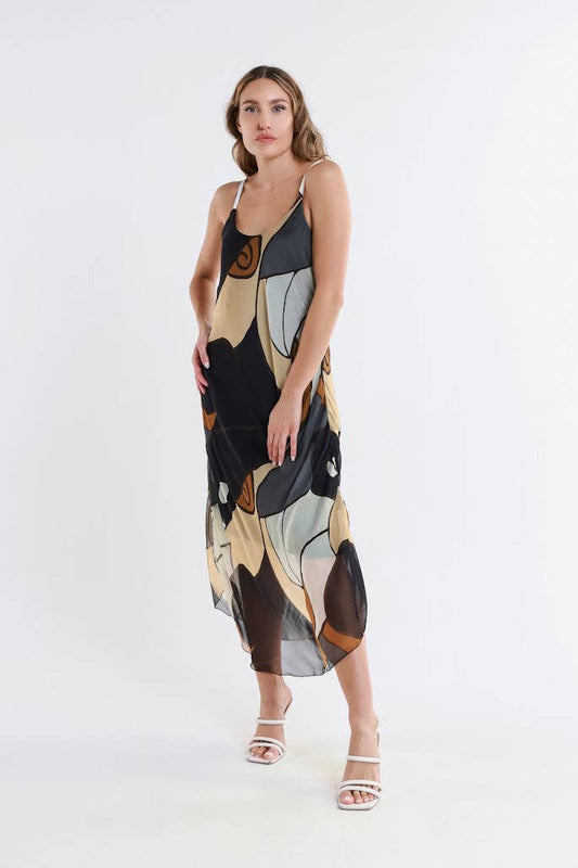 Tina Stephens Desert Moon Rachel Silk Midi Dress