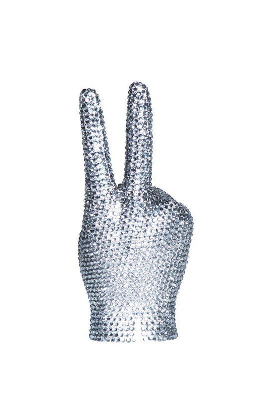 Interior Illusions Plus Rhinestone Graphite Peace Sign Sculpture Hand Made - 9"tall