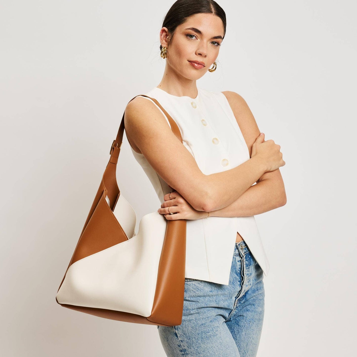Moda Luxe Black/White Frankie Hobo Handbag