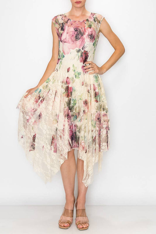 Origami Apparel Big Rose Lace Dress