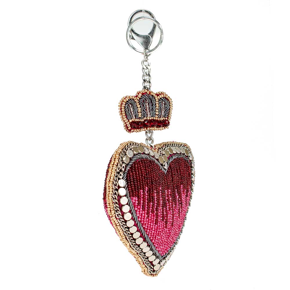 Mary Frances Have a Heart Beaded Red Heart and Crown Coin Purse Key Fob