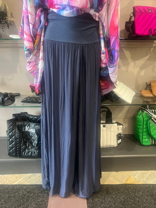 Look Mode Made in Italy Silk Wide Leg Pant One Size