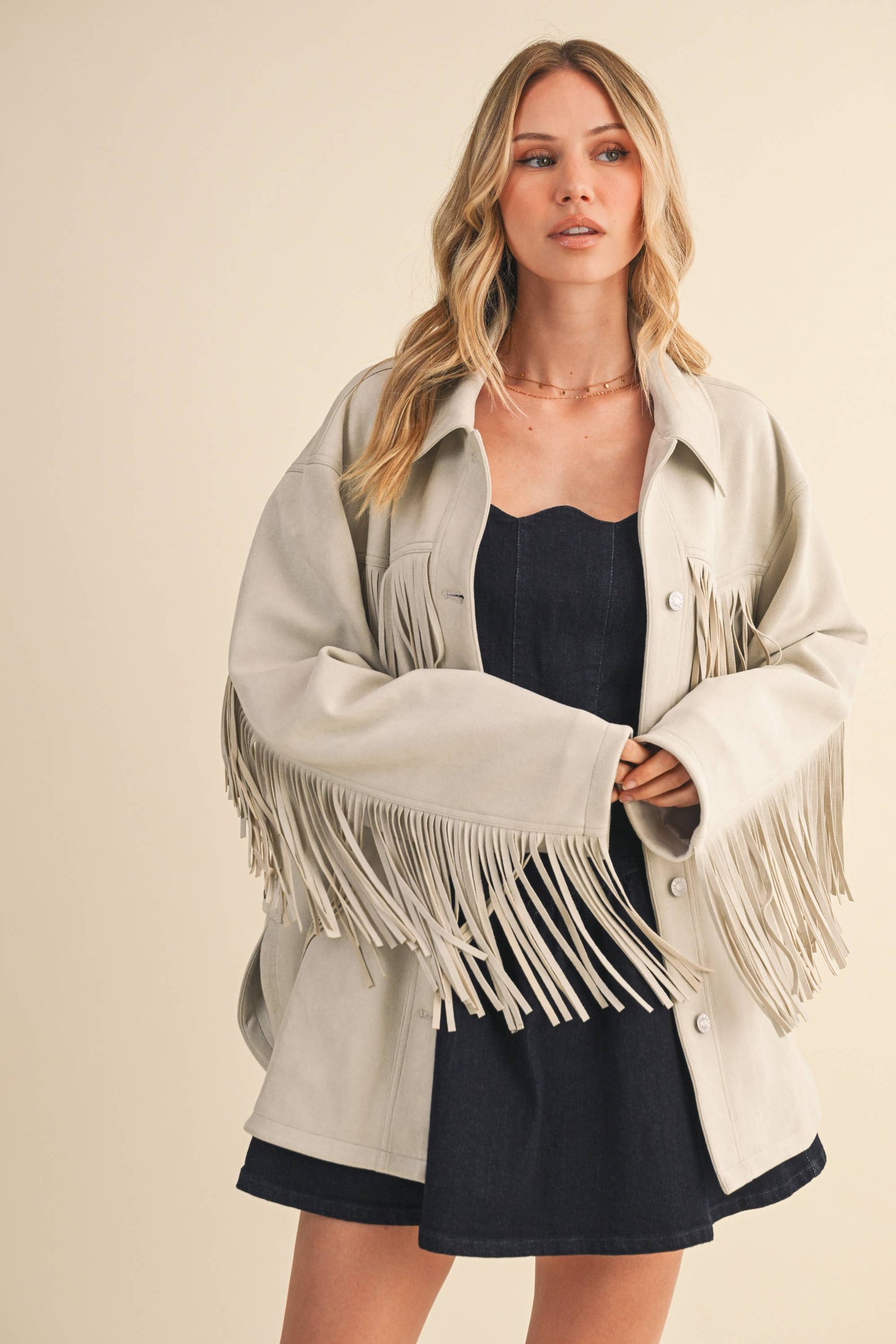 Klesis Suede Fringe Oversided Jacket