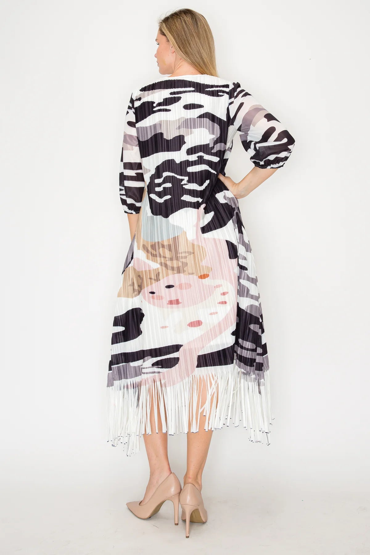 Joh Janessa Pleated Fringe Dress Multi