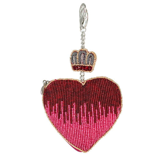 Mary Frances Have a Heart Beaded Red Heart and Crown Coin Purse Key Fob