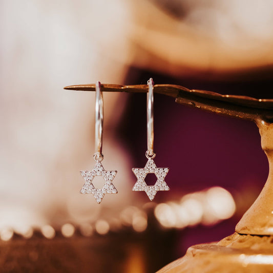 Salt and Sparkle Star of David Crystal Hoop Earrings