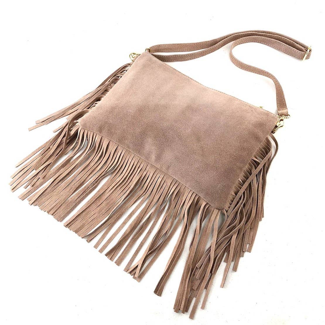 Milano Amour Miele Crossbody Suede Fringe Bag
