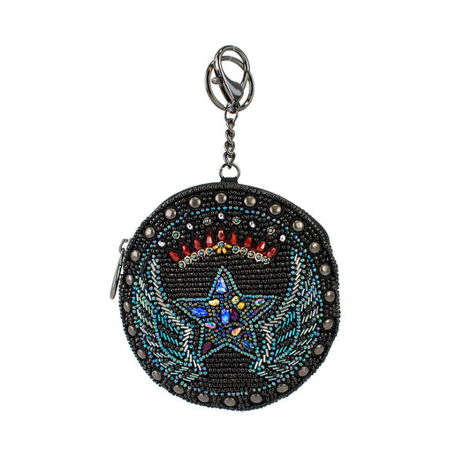 Mary Frances Starstruck Rock Wings and Lightning Beaded Coin Purse