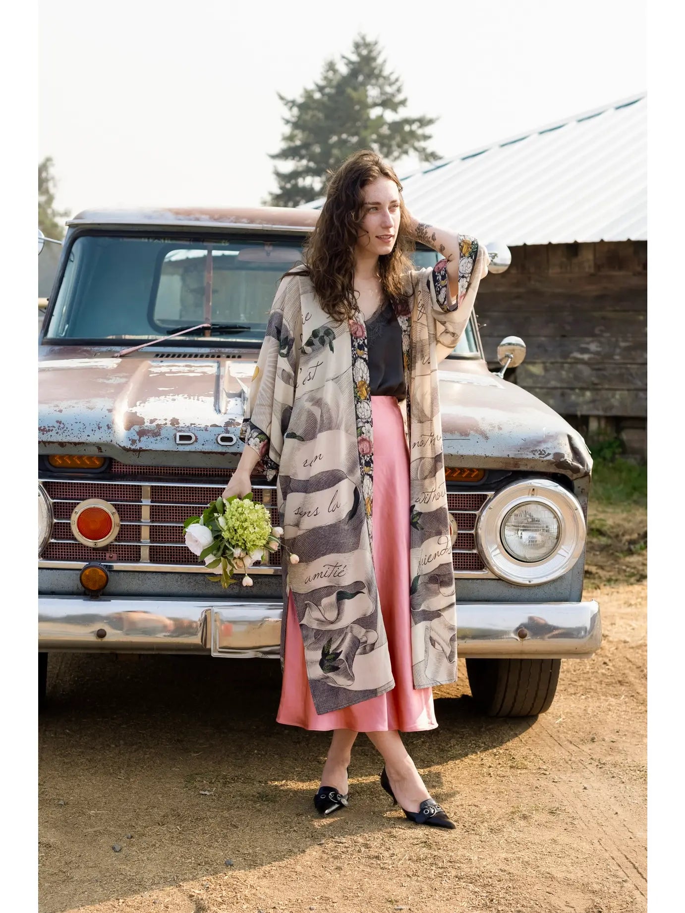 Market to the Stars Take My Hand Bamboo Boho Kimono Duster Robe One Size