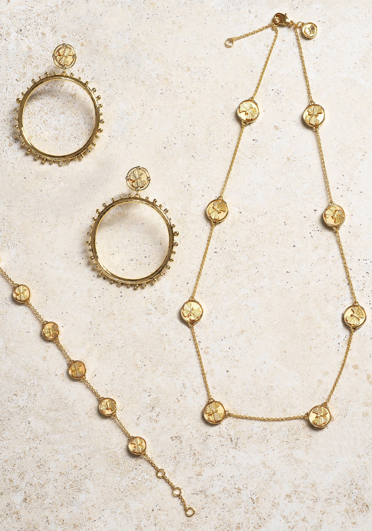 Anabel Aram Butterfly Coin Molten Hoop Earrings