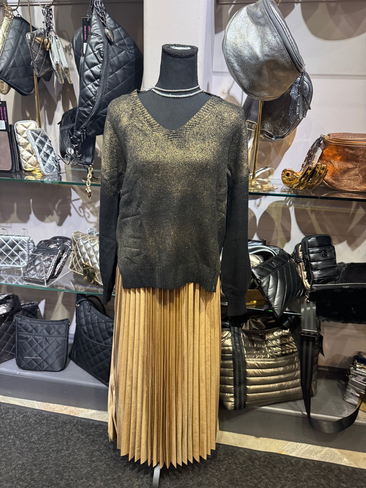 Brand Bazaar Metal Pleat Skirt