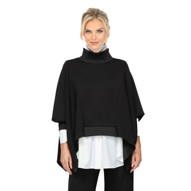 IC Collection High Stand Rip Collar Poncho Top