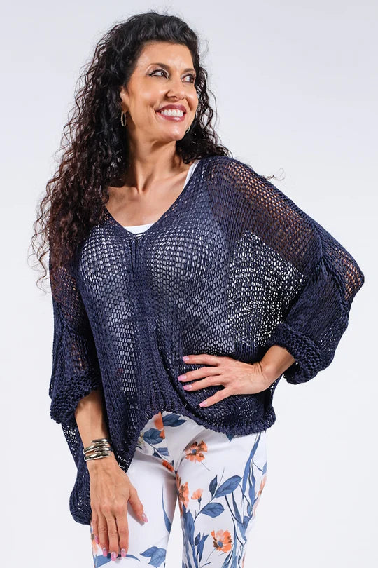 Tina Stephens Made in Italy Adena Butterfly Open Knit Topper