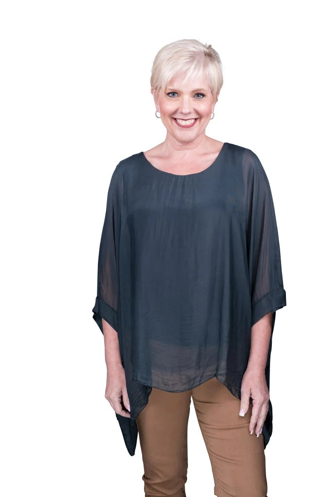 Tina Stephens Made in Italy Sofia Silk Kaftan Top One Size