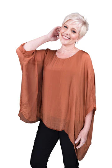 Tina Stephens Made in Italy Sofia Silk Kaftan Top One Size