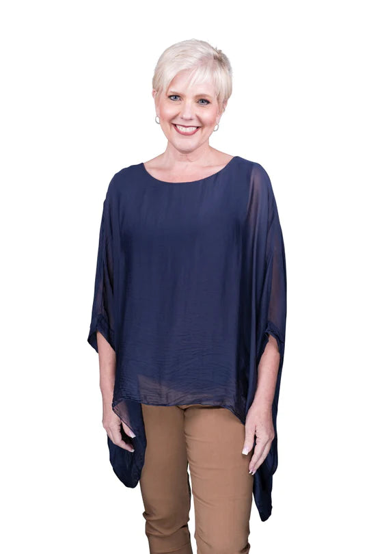 Tina Stephens Made in Italy Sofia Silk Kaftan Top One Size