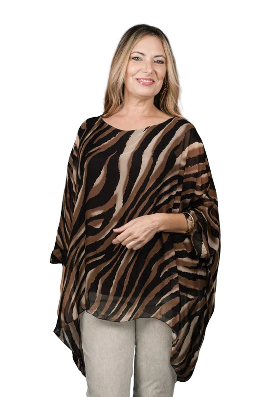 Tina Stephens Made in Italy Sofia Silk Kaftan Top One Size