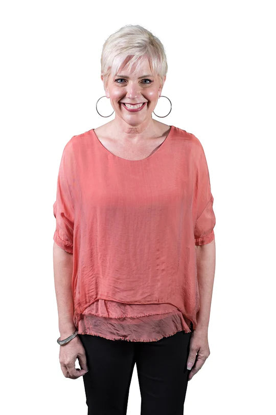 Tina Stephens Adriana Silk Double Raw Edge Top