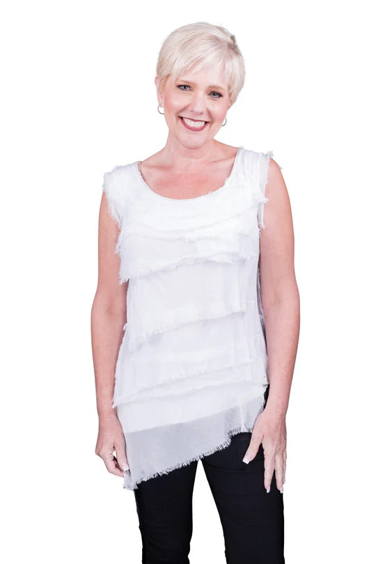 Tina Stephens Arianna Silk Ruffle Top