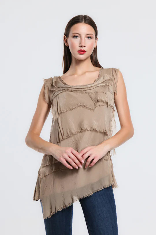 Tina Stephens Arianna Silk Ruffle Top