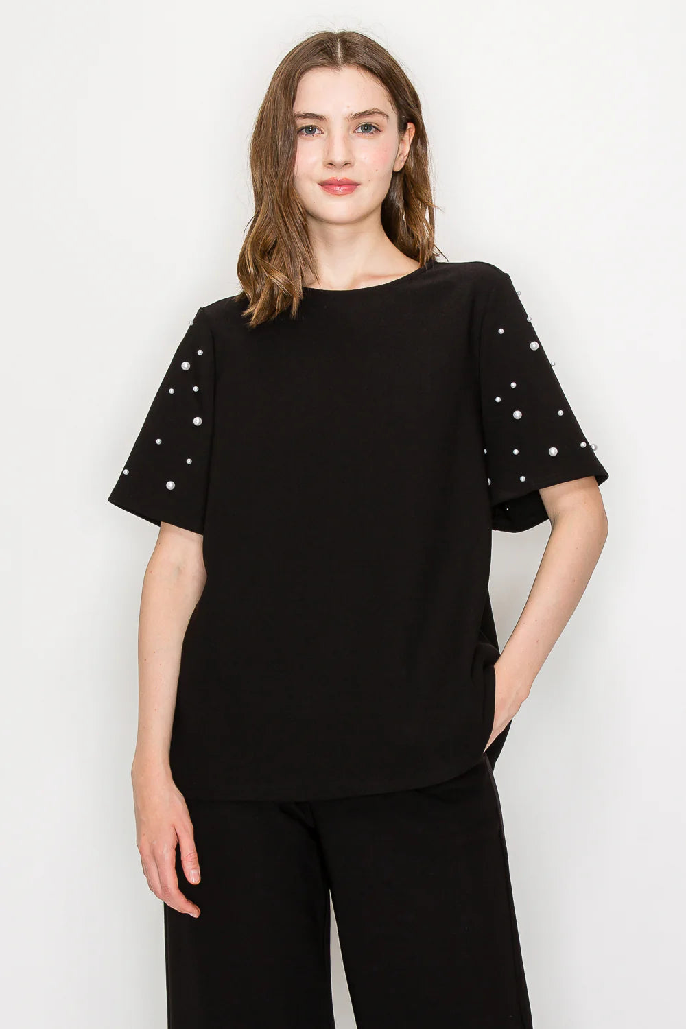 Joh Kenya Knit Top with Pearls