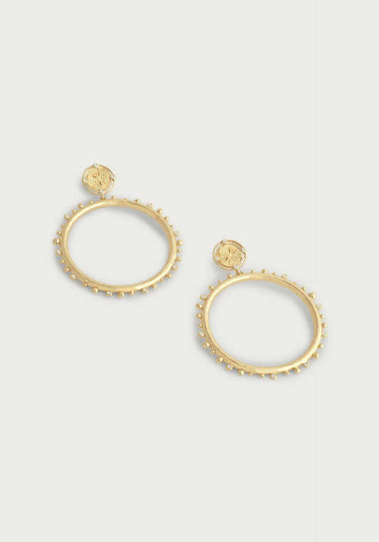 Anabel Aram Butterfly Coin Molten Hoop Earrings