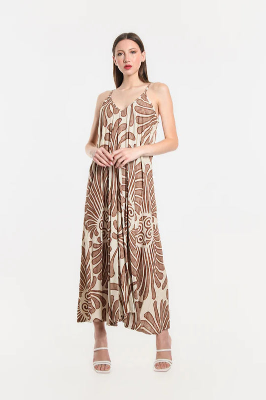 Tina Stephens River Coconut Viscose Slip Dress