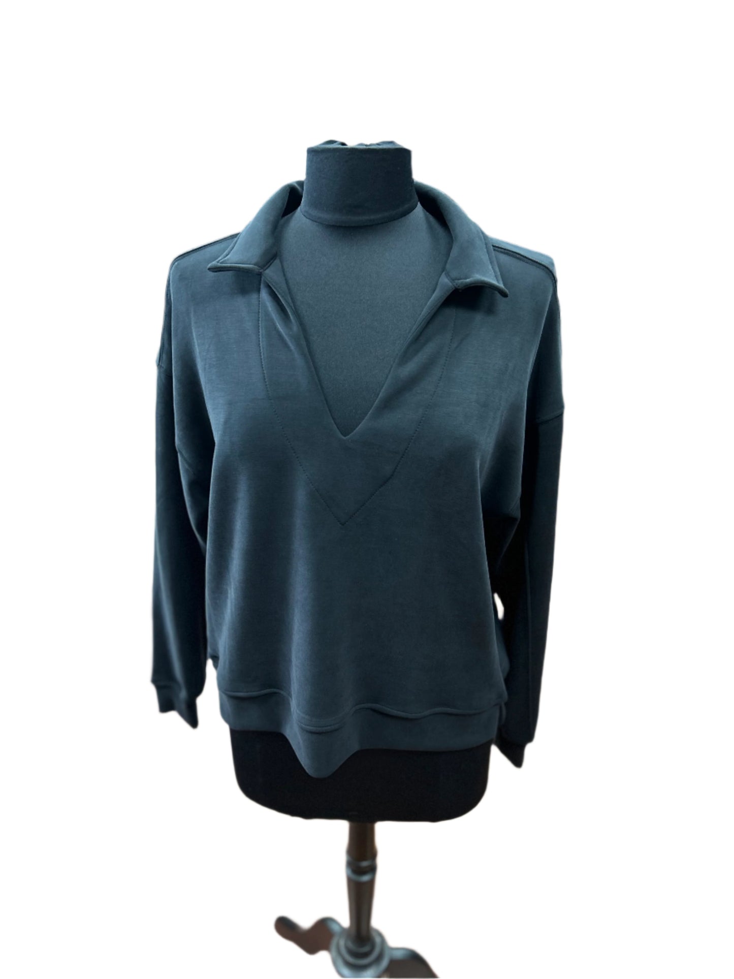 Ariella USA Collared Long Sleeve Scuba Top