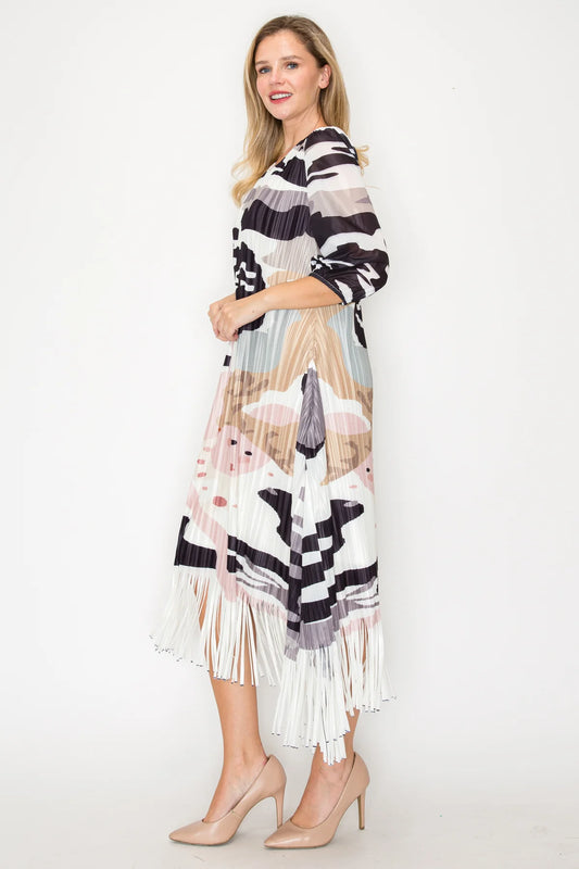 Joh Janessa Pleated Fringe Dress Multi