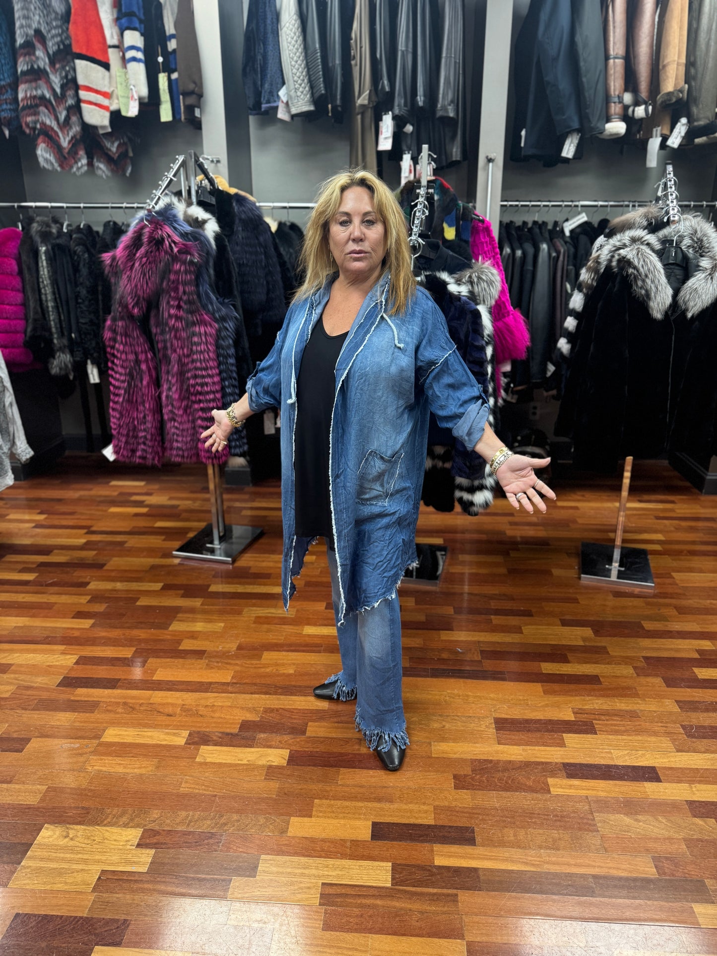 Amorosa Graffiti Denim Jacket Duster