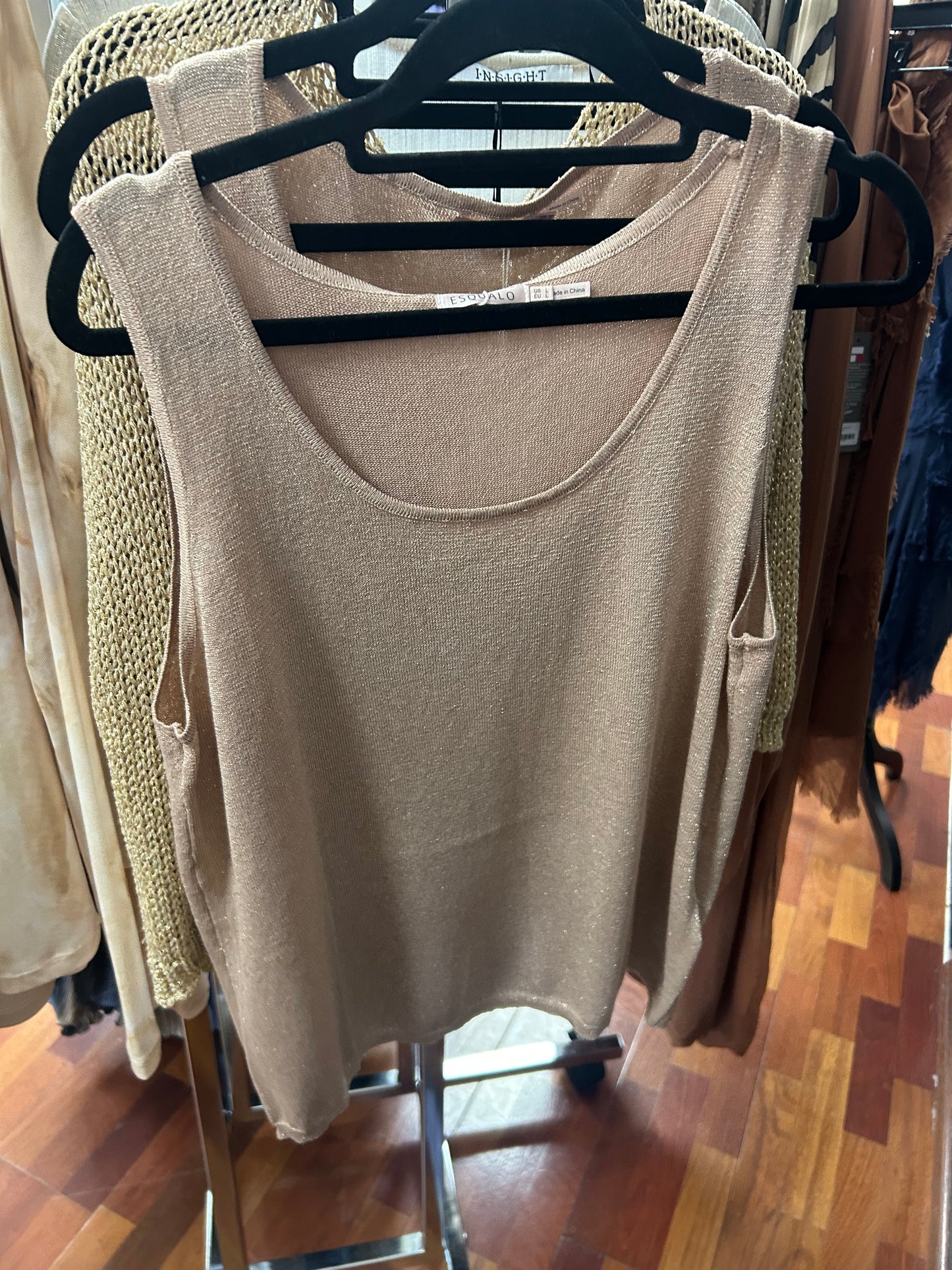 Esqualo Camisole Lurex Gold Sleeveless Top