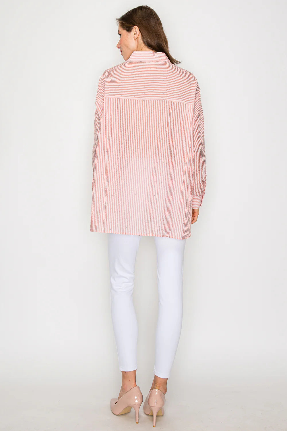 Joh Jordana Sheer Collared Button Down Shirt with all over Studs