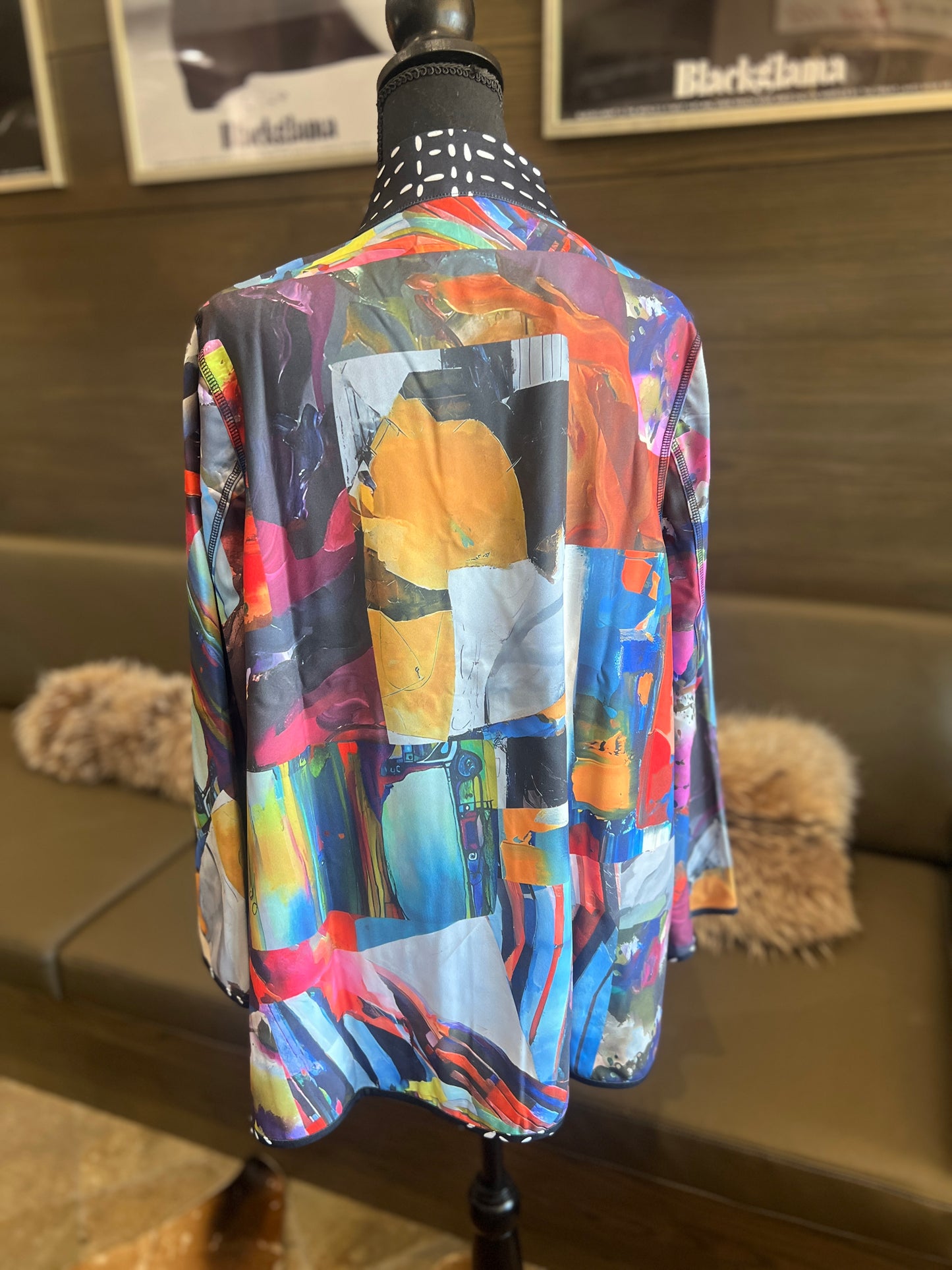 Lemongrass Stand Collar Reversible Jacket w/ Button Detail