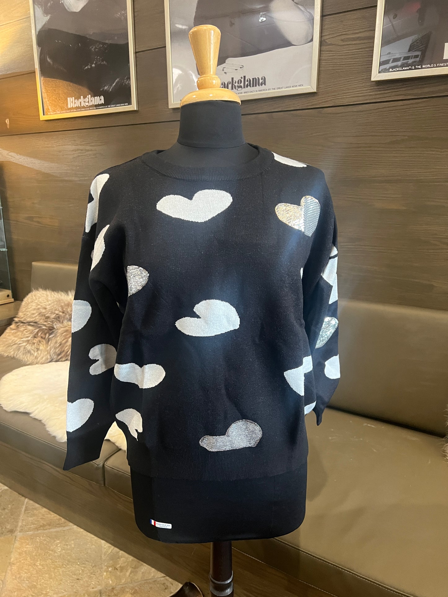 JOH Heart Sequin Sweater Top