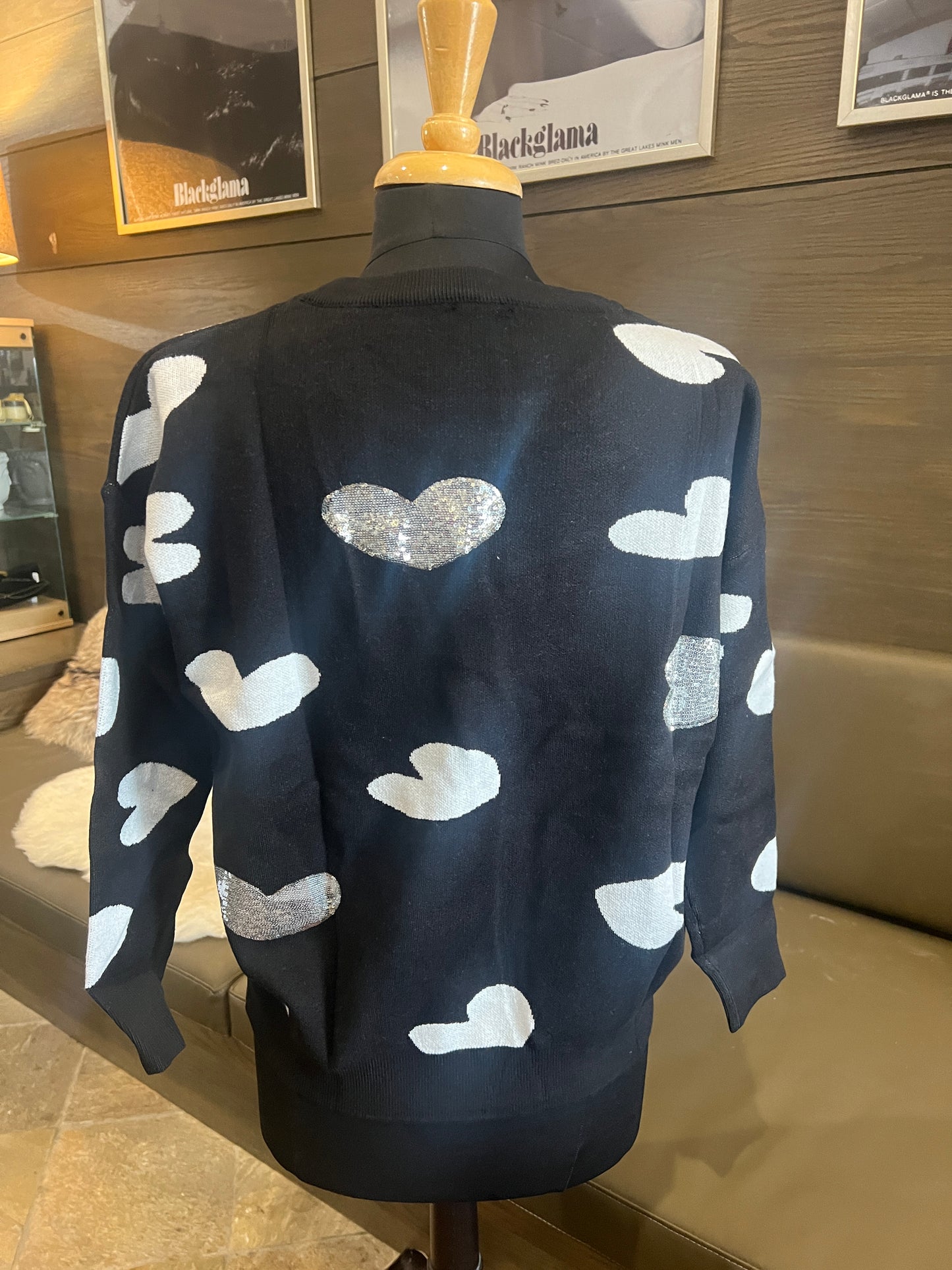 JOH Heart Sequin Sweater Top